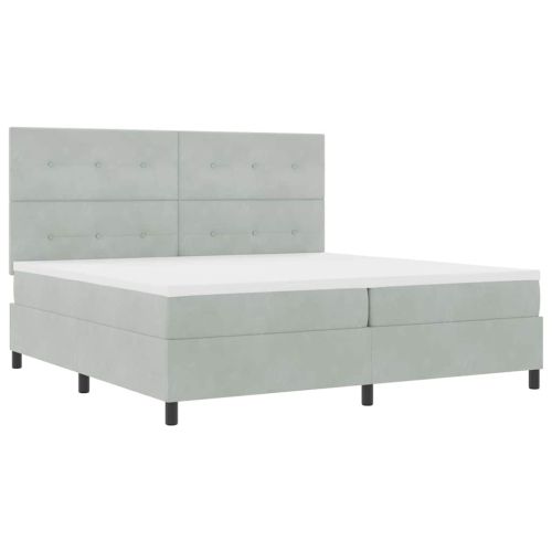 Легло с пружинирана основа Светлосиво 200 x 200 cm текстил