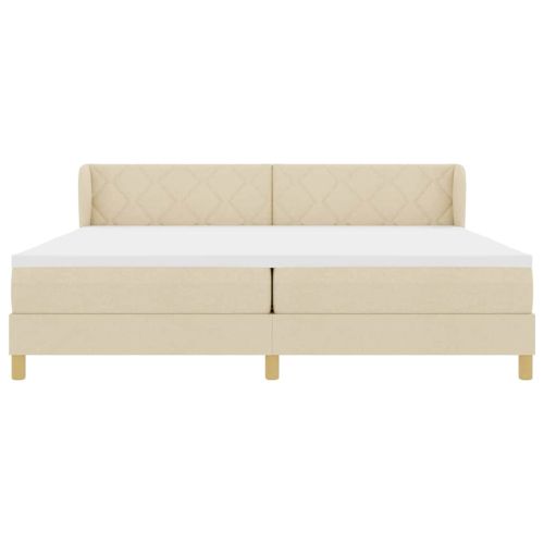 Легло с пружинирана основа с матрак Крем 200 x 200 cm текстил