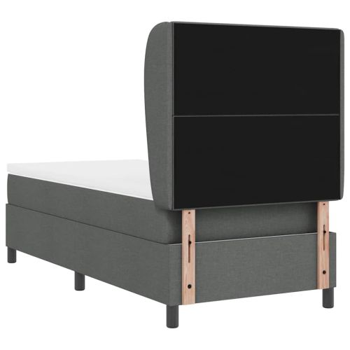 Легло с пружинирана основа Тъмносив 90 x 200 cm текстил