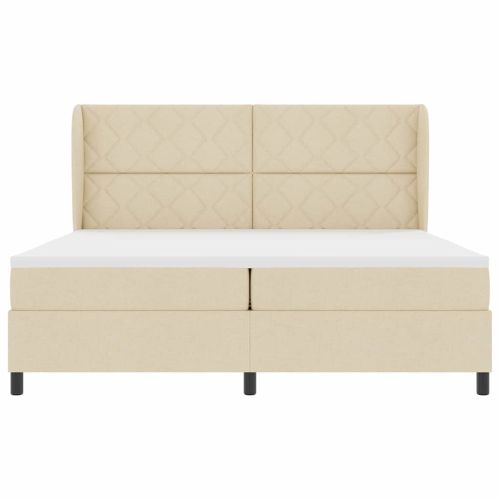 Легло с пружинирана основа с матрак Крем 200 x 200 cm текстил