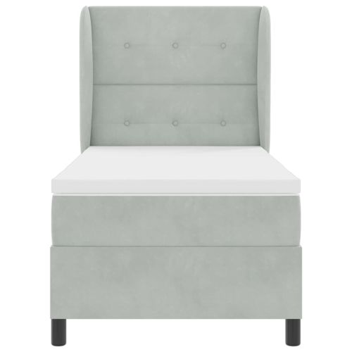 Легло с пружинирана основа Светлосиво 200 x 100 cm Полиестер