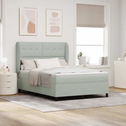 Легло с пружинирана основа Светлосиво 200 x 140 cm Полиестер