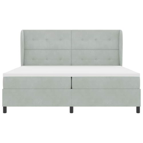 Легло с пружинирана основа Светлосиво 200 x 200 cm Полиестер