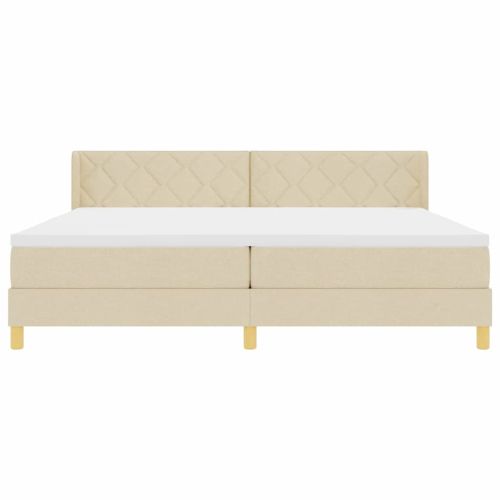 Легло с пружинирана основа с матрак Крем 200 x 200 cm Полиестер