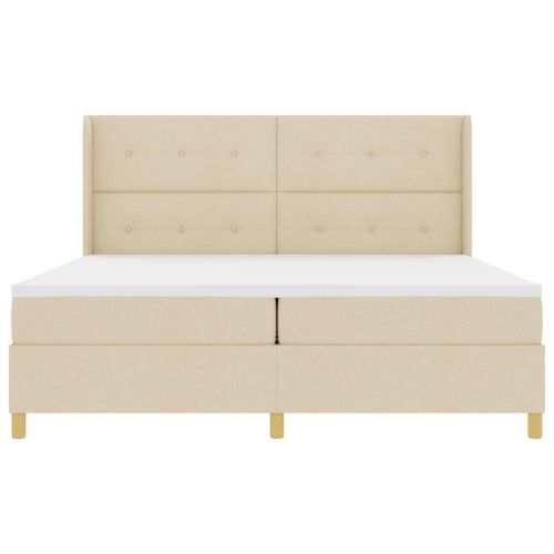 Легло с пружинирана основа с матрак Крем 200 x 200 cm текстил