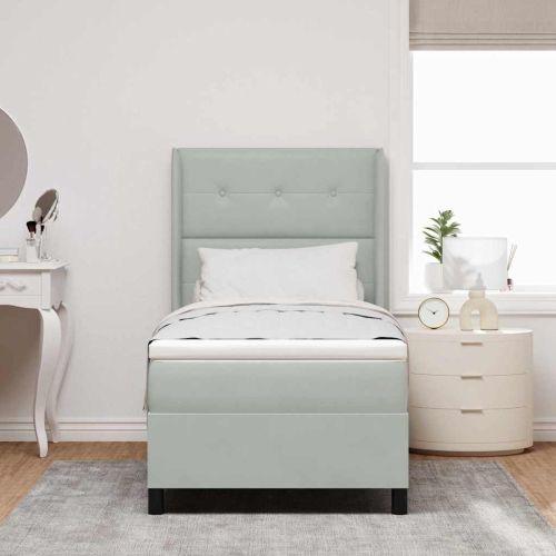 Легло с пружинирана основа Светлосиво 100 x 200 cm Кадифе