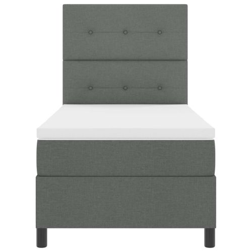 Легло с пружинирана основа Тъмносив 90 x 200 cm текстил