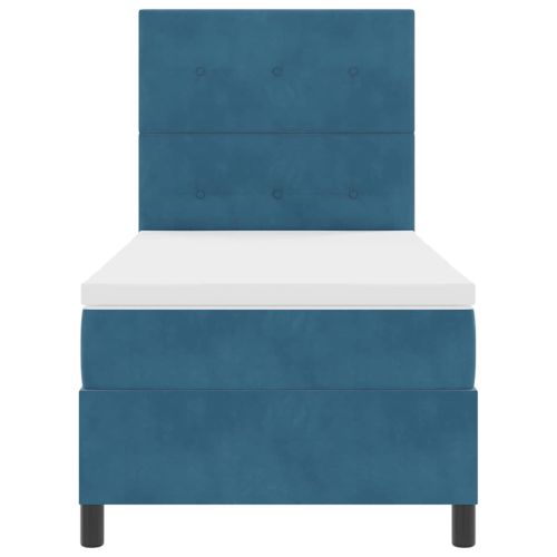 LED кутия за пружини с легло Тъмен син 90 x 200 cm текстил