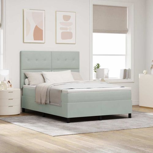 LED кутия за пружини с легло Светлосиво 140 x 190 cm текстил