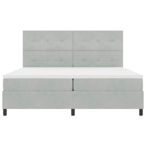 LED кутия за пружини с легло Светлосиво 200 x 200 cm текстил