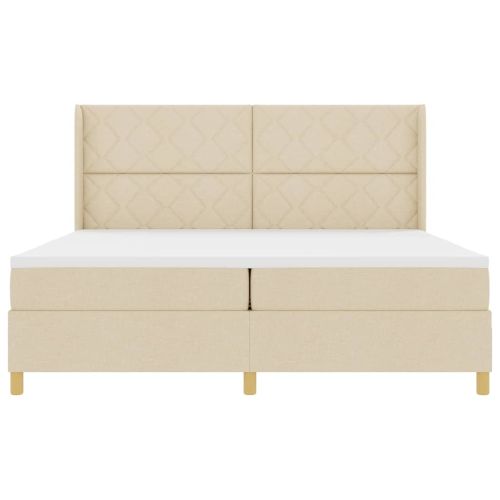 Легло с пружинирана основа с матрак Крем 200 x 200 cm текстил