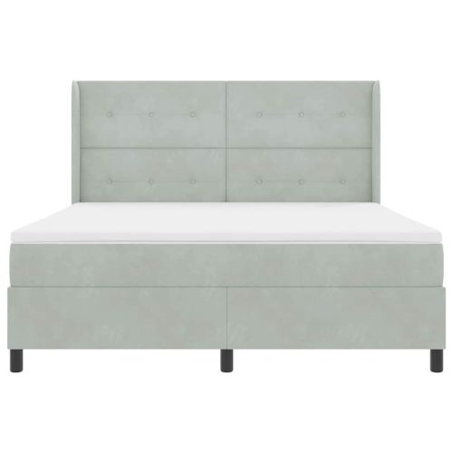 Легло с пружинирана основа с LED Светлосиво 180 x 200 cm Кадифе