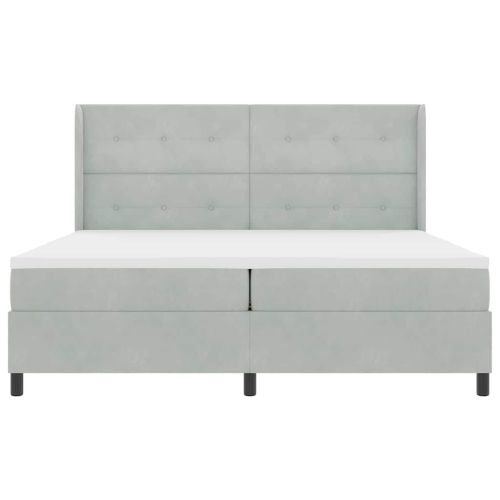 Легло с пружинирана основа с LED Светлосиво 200 x 200 cm Кадифе