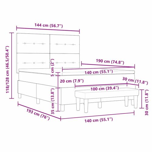 Легло с пружинирана основа с матрак Синьо 140 x 190 cm текстил
