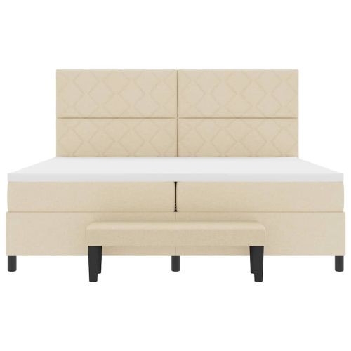 Легло с пружинирана основа с матрак Крем 200 x 200 cm текстил