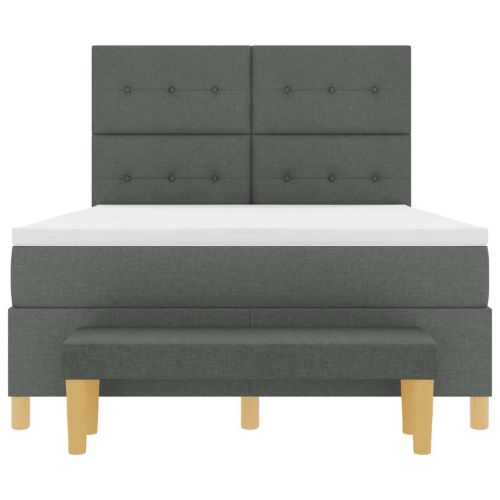 Легло с пружинирана основа Тъмносив 140 x 190 cm текстил