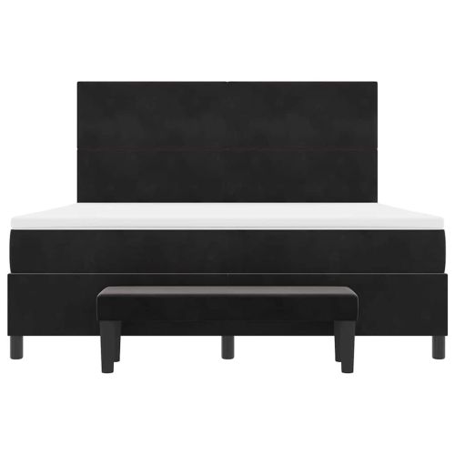 Легло с пружинирана основа с матрак Черно 180 x 200 cm Кадифе