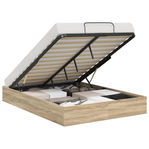 Отоманско легло със съхранение Сонома дъб 193 x 120 x 25 см ПДЧ