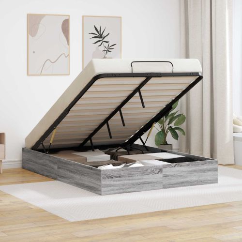 Отоманско легло със съхранение Сив Сонома 193 x 120 x 25 см ПДЧ