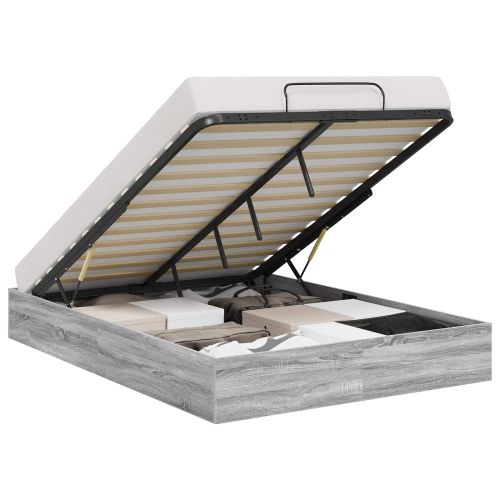 Отоманско легло със съхранение Сив Сонома 193 x 120 x 25 см ПДЧ