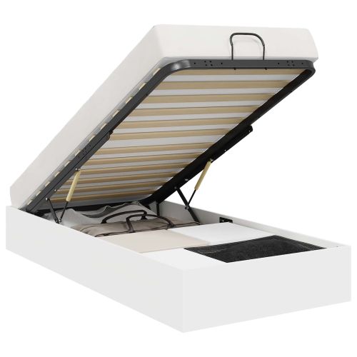 Отоманско легло със съхранение Бяло 193 x 120 x 25 см ПДЧ