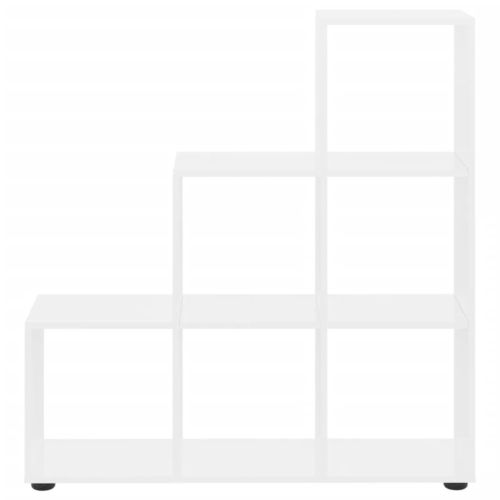 Етажерка за книги тип стълбище бял гланц 107 см инженерно дърво