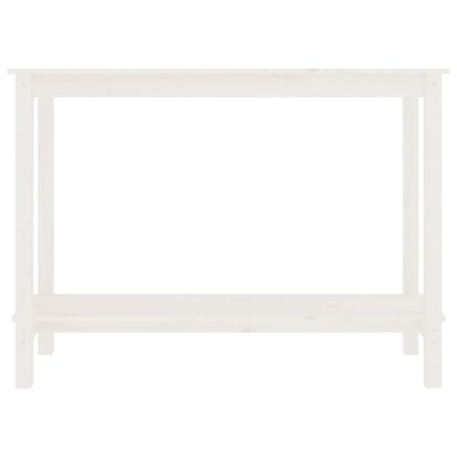 Конзолна маса бяла 110x40x80 см борово дърво масив