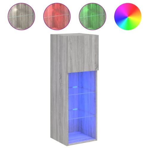ТВ шкаф с LED осветление, сив сонома, 30,5x30x90 см