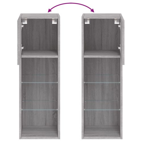 ТВ шкаф с LED осветление, сив сонома, 30,5x30x90 см