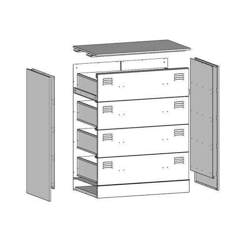 Бюфет, маслиненозелен, 67x39x83 см, стомана