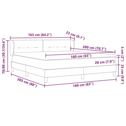 Легло с пружинирана основа с матрак Черно 160 x 200 cm текстил
