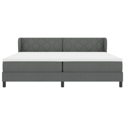 Легло с пружинирана основа Тъмносив 200 x 200 cm текстил