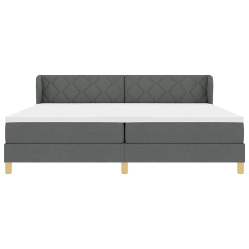 Легло с пружинирана основа Тъмносив 200 x 200 cm текстил