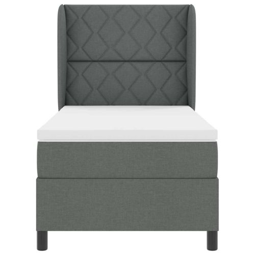 Легло с пружинирана основа Тъмносив 100 x 200 cm текстил