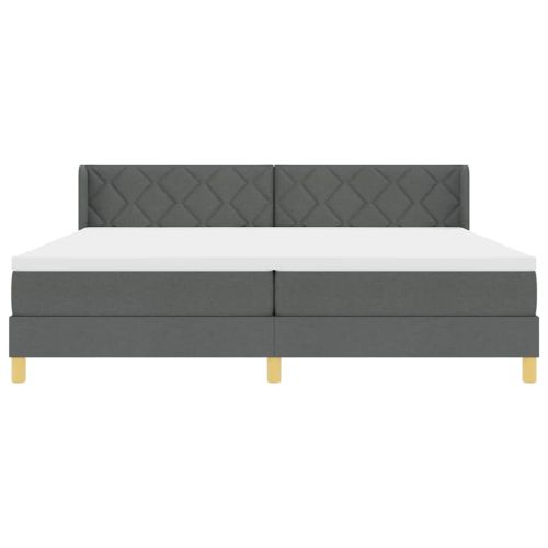 Легло с пружини с матрак Тъмносив 200 x 200 cm текстил