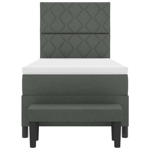 Легло с пружинирана основа Тъмен сив 100 x 200 cm текстил