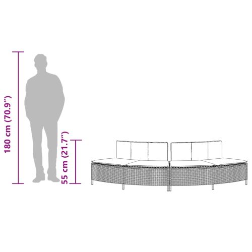 Пейки за гореща вана с възглавници 2 бр черни полиратан