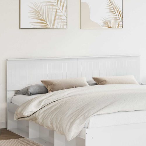 Облегалка за глава с таблото Гланц бяло 200 cm Инженерно дърво