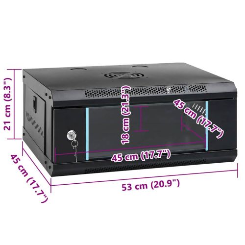 Мрежов кабинет със съхранение Черно 53 x 45 x 21 см Стомана