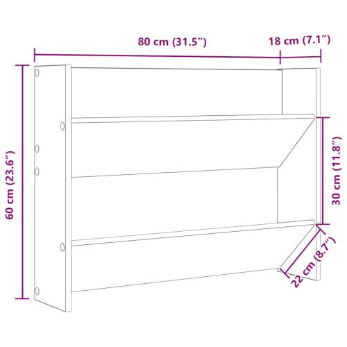 Стенен шкаф за обувки, сив гланц, 80x18x60 см, инженерно дърво
