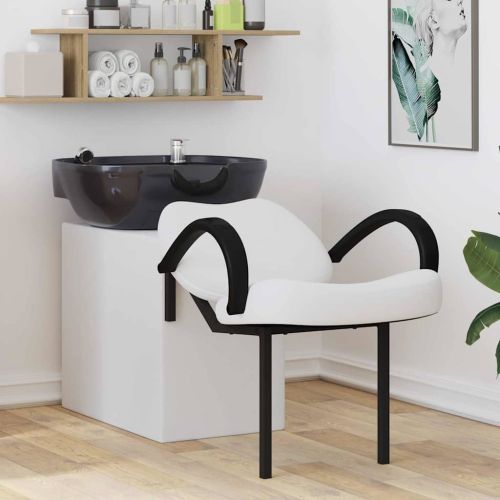 Шампоан стол Бял и черен 63 x 141 x 92 см ПВЦ