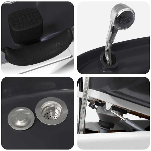 Шампоан стол Бял и черен 63 x 141 x 92 см ПВЦ