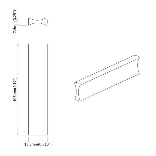 Дръжка 973 pcs Черно 106 x 7,4 x 15,5 мм Алуминий