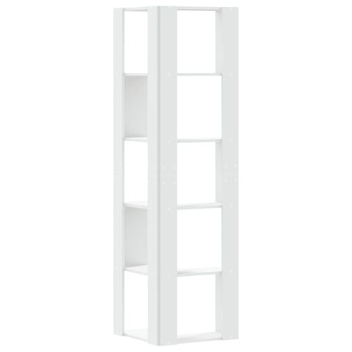 Ъглова етажерка 5 нива бял 50x50x179 см инженерно дърво