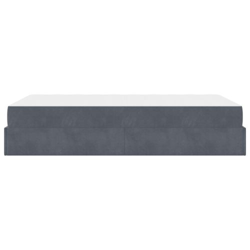 Рамка за легло с матрак с матрак 2 pcs Тъмен сив Кадифе