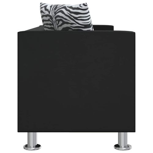 3-местен диван, изкуствена кожа, черен