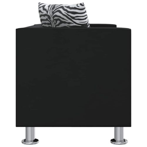 Комплект дивани, 2 и 3-местен, изкуствена кожа, черен