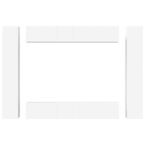 Комплект ТВ шкафове от 10 части, бял, инженерно дърво