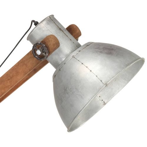 Наземна лампа, сребриста, мангово дърво масив, E27