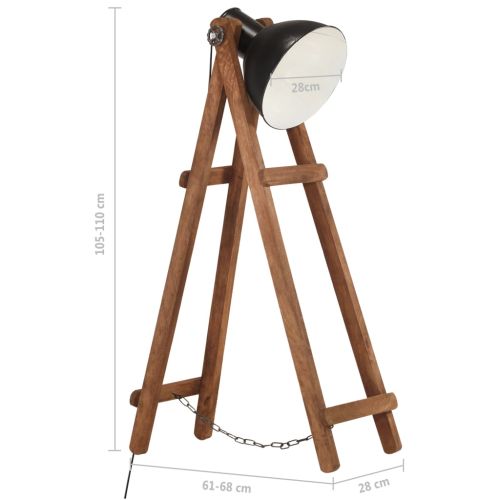 Подова лампа, черна, E27, мангово дърво масив